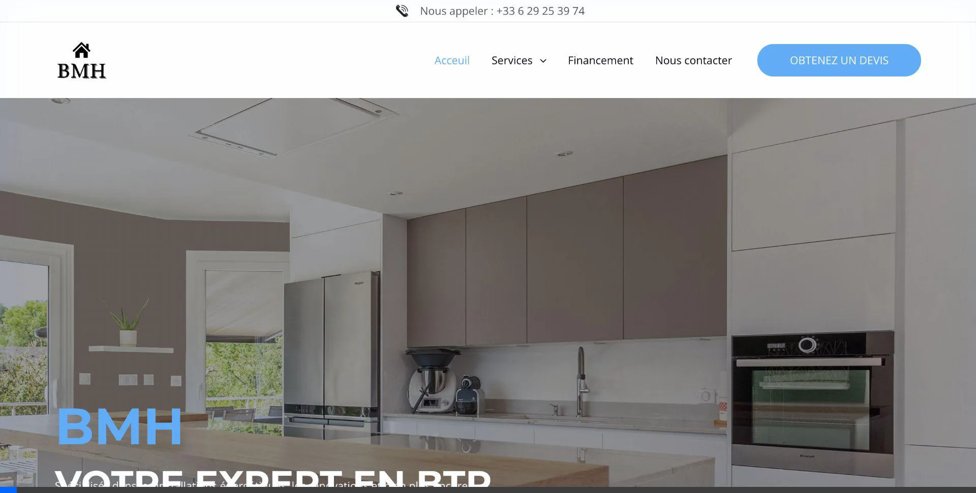 Maquette site web Monsieur BMH - Rénovation Énergétique, Solaire & Climatisation